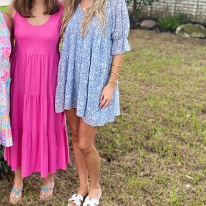 Vici Baby Doll Blue/White floral dress